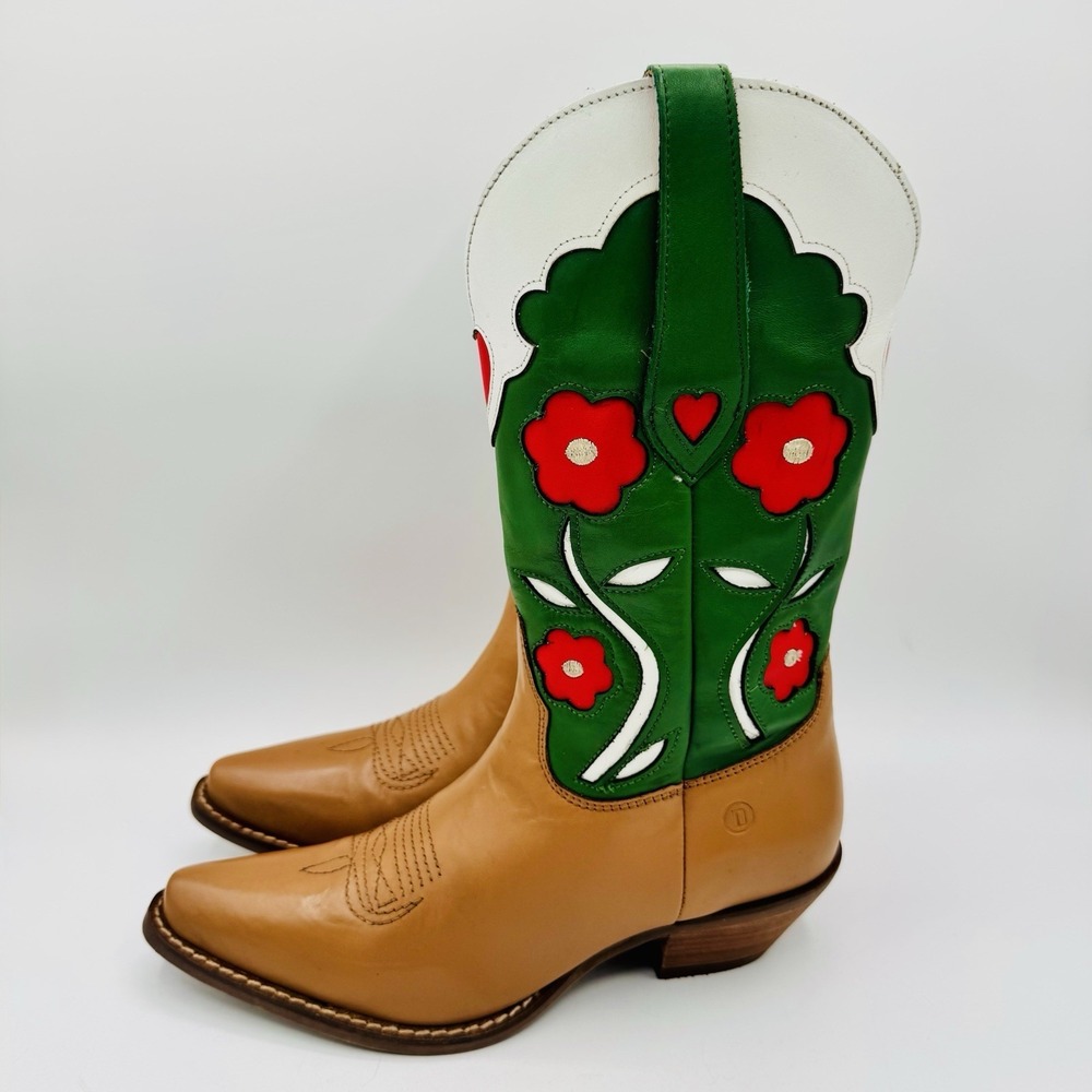 Dingo Coming Up Roses Boots Women's Size 6.5 Camel Leather - Picture 2 of 16